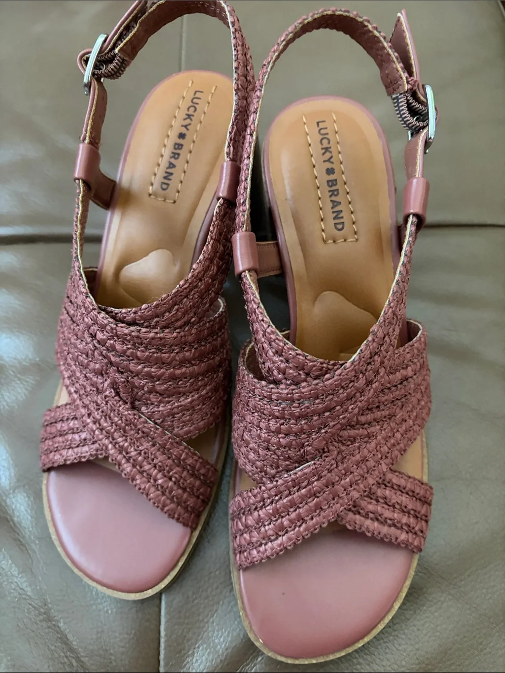 Lucky Brand Sasina Woven Slingback Sandal - Rosewood NEW Size 8